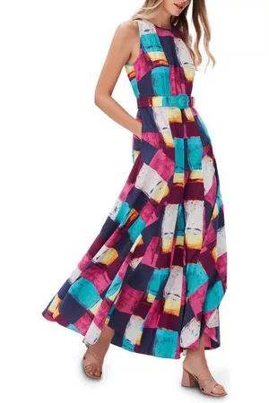 Diane von Furstenberg Women Sleeveless Dresses - Elliot Belted Sleeveless Dress in Painted Plaid at Nordstrom