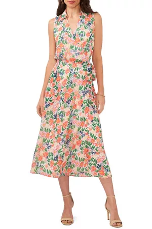 Vince Camuto Women Printed Dresses - Floral Sleeveless Dress in Birch/Coral Multi at Nordstrom