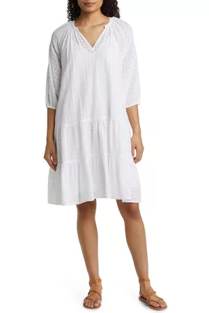 Caslon Women Casual Dresses - Caslon(r) Tiered Swing Dress in White at Nordstrom