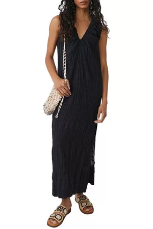 Free People Women Ruched Dresses - Agatha Ruched Stretch Cotton Dress in Black at Nordstrom