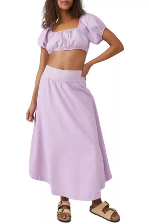 Free People Women Puff Sleeve Dress - Lotus Embroidered Puff Sleeve Two-Piece Dress in Orchid/White Combo at Nordstrom