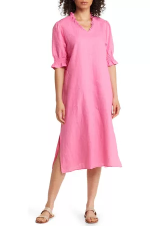 Masai Copenhagen Women Shift Dresses - Nydela Linen Shift Dress in Azalea Pink at Nordstrom