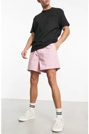 ASOS Shorts - Wide Fit Elastic Waist Chino Shorts in Pink at Nordstrom