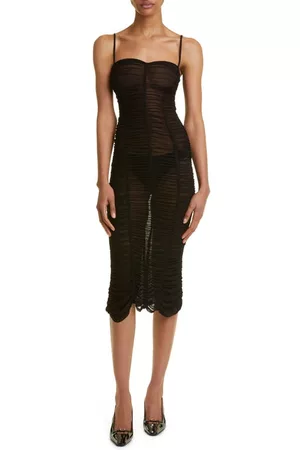 Interior Women Knitted Dresses - Bea Ruched Sheer Knit Dress in Matte Black at Nordstrom