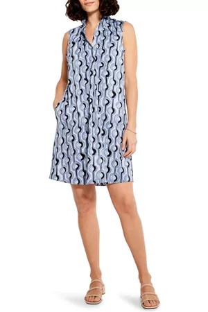 NIC+ZOE Women Sleeveless Dresses - Painted Clouds Zest Sleeveless Woven Shift Dress in Blue Multi at Nordstrom