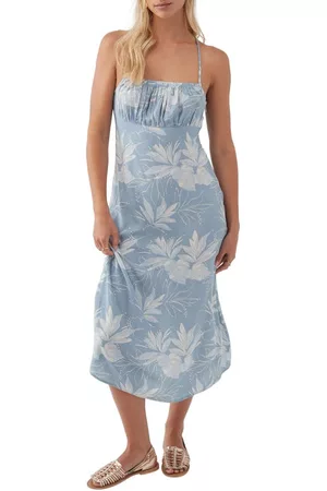 O'Neill Women Ruched Dresses - Taya Palm Frond Ruched Dress in Chambray at Nordstrom