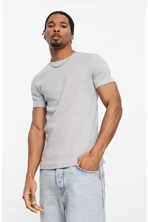 ASOS T-Shirts - Muscle Fit Rib Stretch Cotton T-Shirt in Grey at Nordstrom
