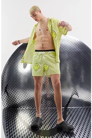 ASOS Men Swim Shorts - X Smiley Swim Trunks in Yellow Multi at Nordstrom