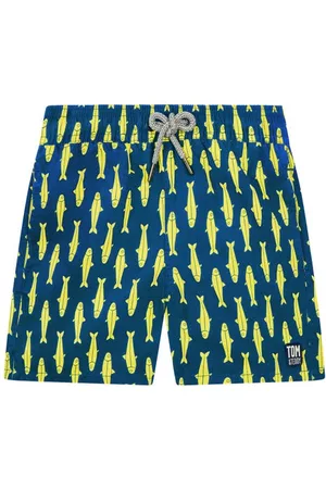 Tom & Teddy Kids Bandeau Bikinis - Kids' Sardines Swim Trunks in Navy & Yellow at Nordstrom