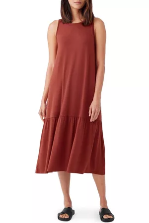 Eileen Fisher Women Casual Dresses - Cut In Sleeveless Tiered Jersey Dress in Picante at Nordstrom