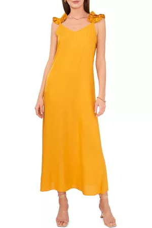 Vince Camuto Women Sleeveless Dresses - Ruffle Sleeveless Dress in Sunny Yellow at Nordstrom