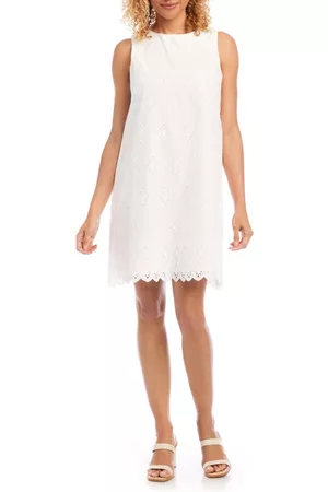 Karen Kane Women Shift Dresses - Cotton Eyelet Shift Dress in Off White at Nordstrom