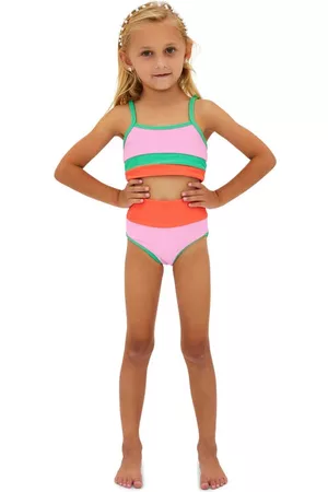 Beach Riot Kids Swimsuits - Kids' Little Eva & Emme Two-Piece Swimsuit in Coral Beach Colorblock at Nordstrom