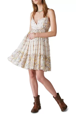 Lucky Brand Women Printed & Patterned Dresses - Print Tiered Dress in Pink Ikat Mix at Nordstrom