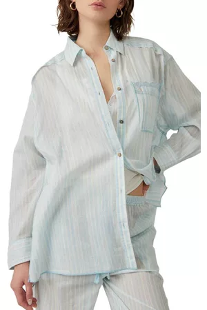 Free People Women Pajamas - Sleep Mode Cotton Pajama Top in Blue Combo at Nordstrom