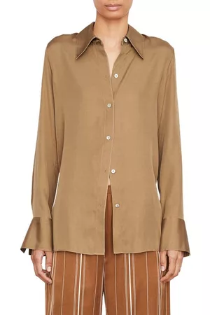 Vince Women Blouses - Silk Blend Tunic Blouse in Camel at Nordstrom
