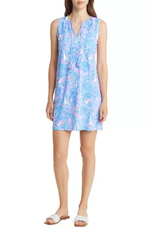 Lilly Pulitzer® Women Sleeveless Dresses - Johana Sleeveless Cover-Up Shift Dress in Boca Blue Its A Sailabration at Nordstrom
