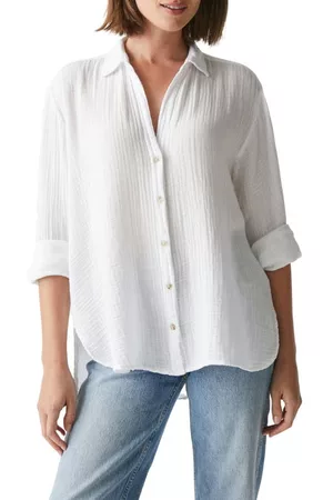 MICHAEL STARS Women Tunics - Leo Cotton Gauze High-Low Tunic Shirt in White at Nordstrom