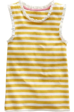 Boden Kids Tops - Kids' Patterned Cotton Jersey Tank Top in Sweetcorn Yellow/Ivory at Nordstrom