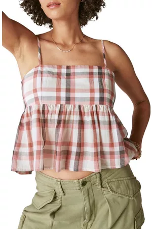 Lucky Brand Women Lingerie Bodies - Plaid Babydoll Camisole in Rust Plaid at Nordstrom