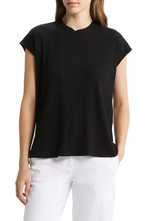 Eileen Fisher Women Tops - Ribbed Organic Cotton Top in Black at Nordstrom