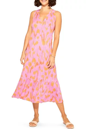 NIC+ZOE Women Shift Dresses - Summer Heat Linen Blend Shift Dress in Pink Multi at Nordstrom