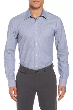 Ted Baker Women Shirt Dresses - Joppur Trim Fit Stretch Performance Dress Shirt in Navy at Nordstrom
