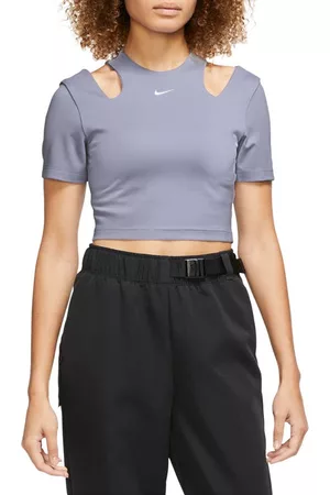 Nike Women Crop Tops - Cutout Crop Top in Indigo/White at Nordstrom