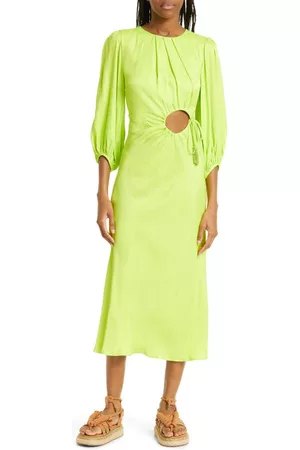 Farm Rio Women Ruched Dresses - Lime Ruched Cutout Dress in Lime Green at Nordstrom