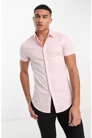 ASOS Short sleeved Shirts - Skinny Short Sleeve Button-Up Shirt in Light Pink at Nordstrom