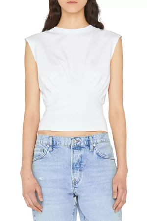 Frame Women Crop Tops - Empire Organic Cotton Top in Blanc at Nordstrom