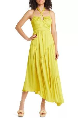 Du Paradis Women Asymmetrical Dresses - Ruched Asymmetric Cocktail Dress in Lemon at Nordstrom