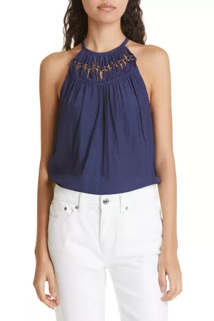 Ramy Brook Women Halterneck Tops - Katie Chain Link Halter Top in Spring Navy at Nordstrom
