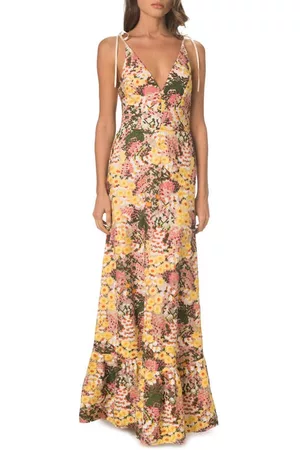 Dress The Population Women Evening Dresses & Gowns - Sunny Floral Embroidered Gown in Blush Multi at Nordstrom