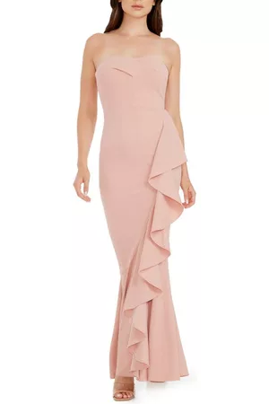 Dress The Population Women Evening Dresses & Gowns - Paris Ruffle Strapless Mermaid Gown in Blush at Nordstrom