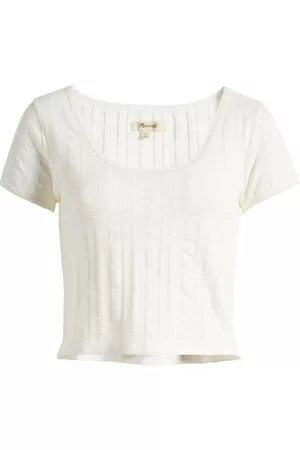 Madewell Women Crop Tops - Pointelle Scoop Neck Crop Top in Lighthouse at Nordstrom