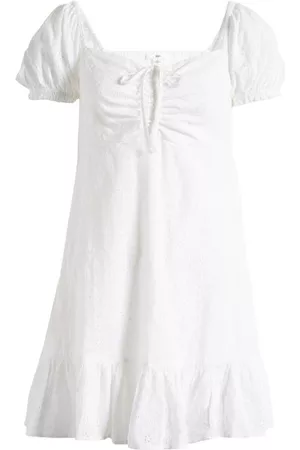 BP. Women Puff Sleeve & Puff Shoulder Dresses - Eyelet Cutout Puff Sleeve Dress in White Brilliant at Nordstrom