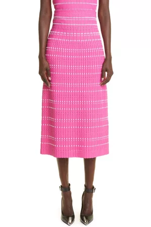 Alexander McQueen Women Pencil Skirts - Jacquard Pencil Sweater Skirt in 6092 Pink/White at Nordstrom