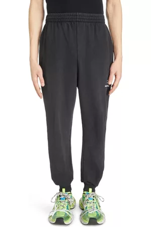 Balenciaga Men's Outline Sweat Pants in Washed Black/White Balenciaga