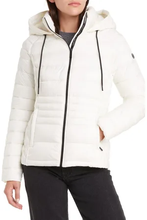 Michael kors asymmetrical hooded puffer outlet coat