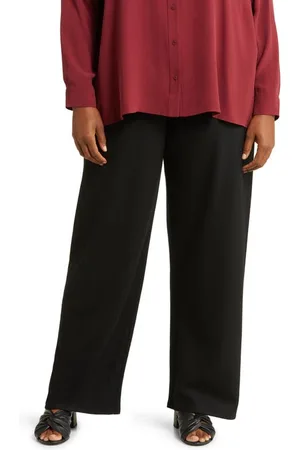 Eileen Fisher Cropped Straight-leg Stretch Crepe Pants in Natural