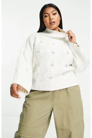 ASOS DESIGN Curve super soft longline turtle neck sweater in winter white