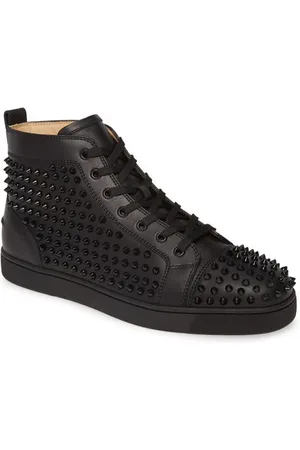 Christian Louboutin Mens Louis Orlato Flat Spike Black High Top Sneaker 45  12