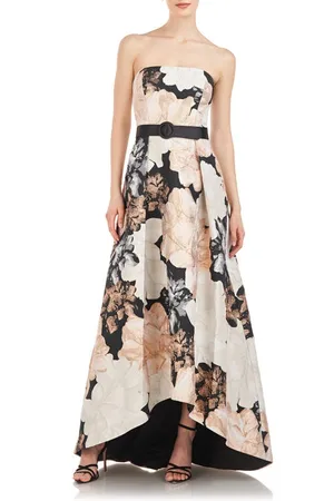 Kay Unger Beatrix Belted Floral High-Low Cocktail Dress