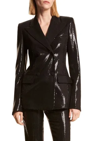 Michael Kors Women's Feather Trim Blazer - Black - Size 4