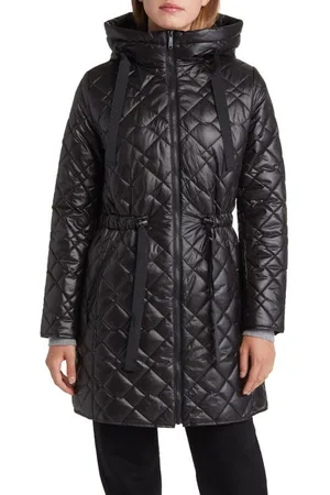 Sam Edelman Brushed Plaid Hooded Wrap Coat