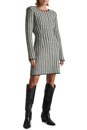 Houndstooth Nylon Blend Dress in Black - Women, Technical