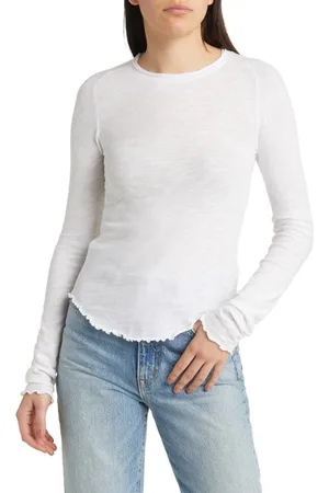 Free People Rickie Ribbed Knit Mock Neck Long Sleeve Top