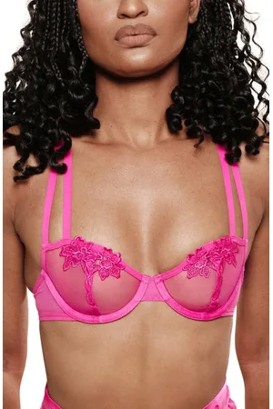 New Boohoo Red And Pink Satin Double Strapping Balcony Bra Size