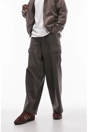 Topman wide leg front pocket cargo pants in brown